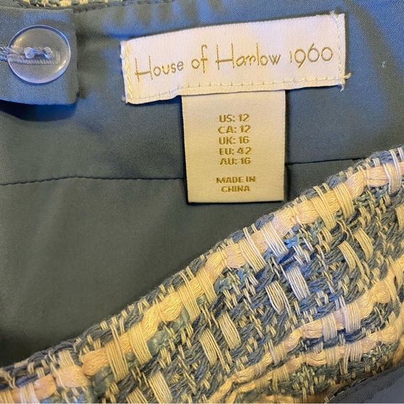 House of Harlow 1960 Tweed Top and Skort Set in Light Blue/Cream/Pink Size 12 - Picture 11 of 16